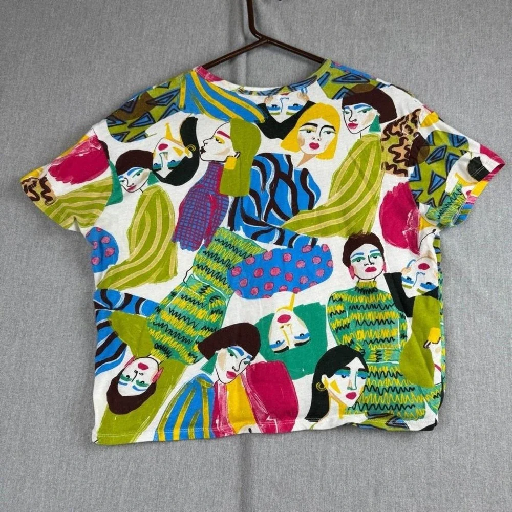 Zara short sleeve fun print cropped top M - Picture 4 of 8